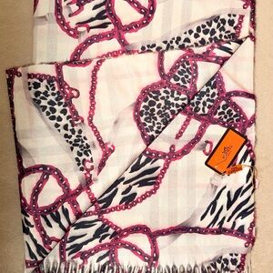 Hermes Pink and Black Patterned Scarf